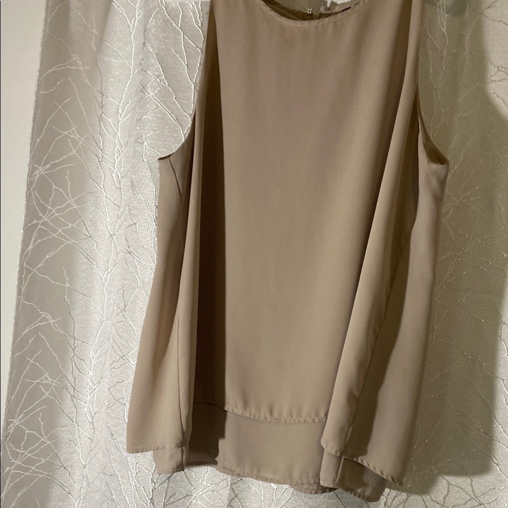 Casual Tan Sleeveless Blouse with Relaxed Fit
